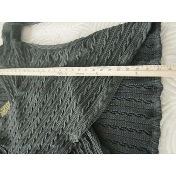 Suzanne Betro Charcoal Cable-Stitch Long-Sleeve Surplice Top M - Picture 9 of 9